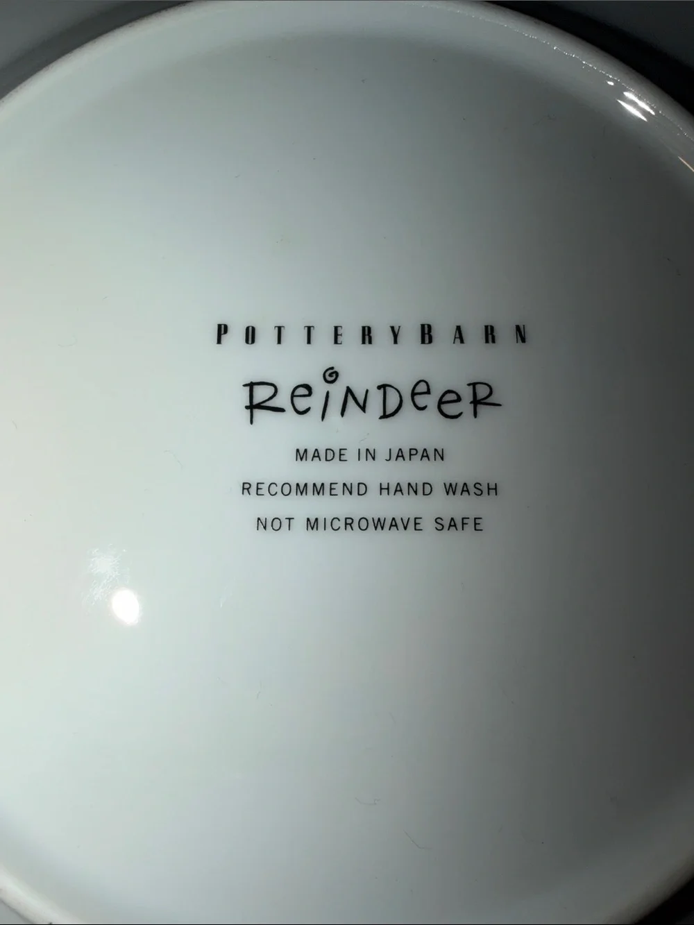 Pottery Barn White Reindeer Dessert Plate